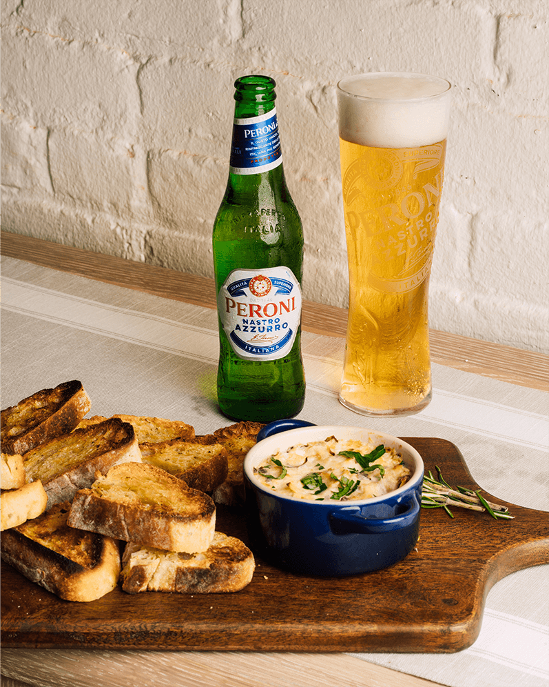 Peroni Lemon Artichoke dip with ciabatta